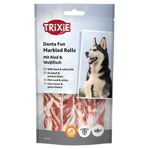Trixie Denta Fun Marmorierte Rindfleisch-Kaurollen