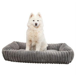 Trixie Hundekorb Lonni Gerippter Samt Eckig Grau