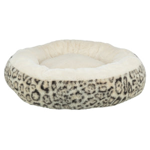 Trixie Hundekorb Leo Weich Rund Plüsch Creme / Panther Print