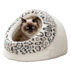 Trixie Katzenkorb Iglu Leo Plüsch Creme / Pantherdruck