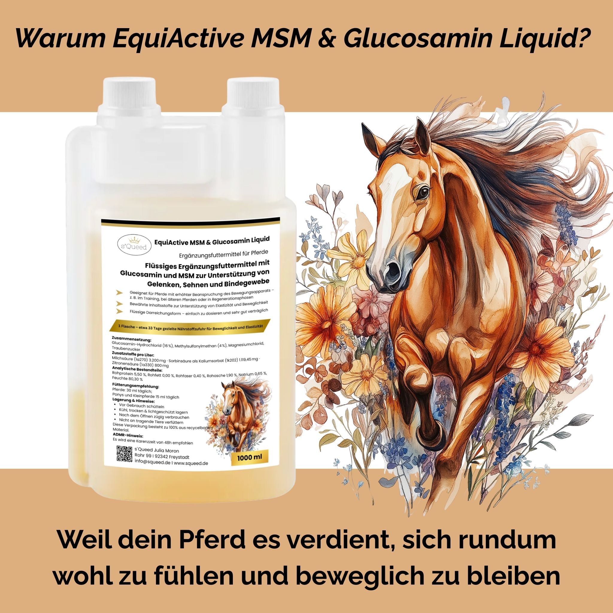 EquiActive MSM & Glucosamin Pferd Liquid 1000ml – Ansicht 2