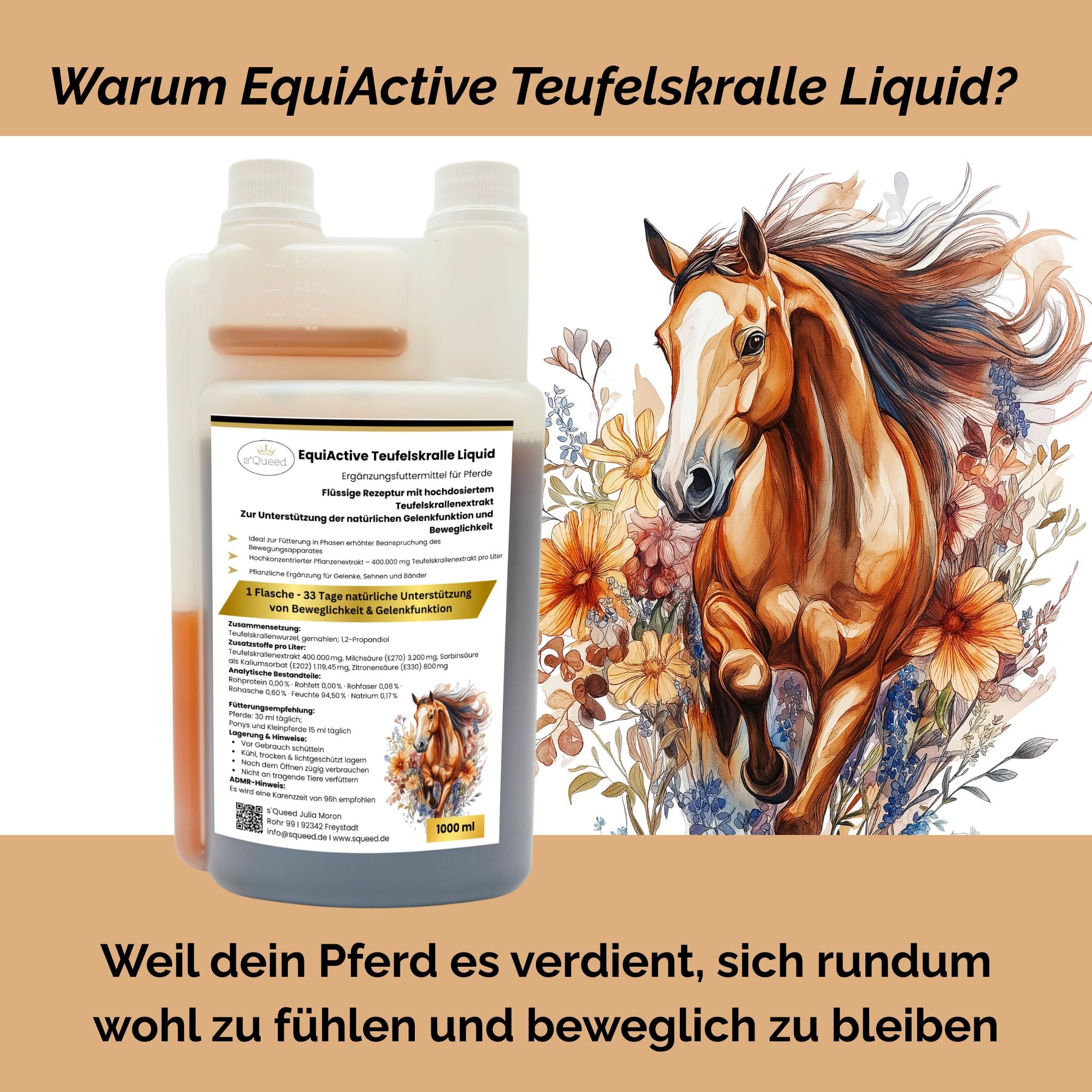 EquiActive Teufelskralle Liquid – Teufelskralle Pferd flüssig 1000 ml – Ansicht 2