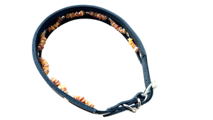 Hunde Lederhalsband mit integrierter Bernsteinkette – Ansicht 3