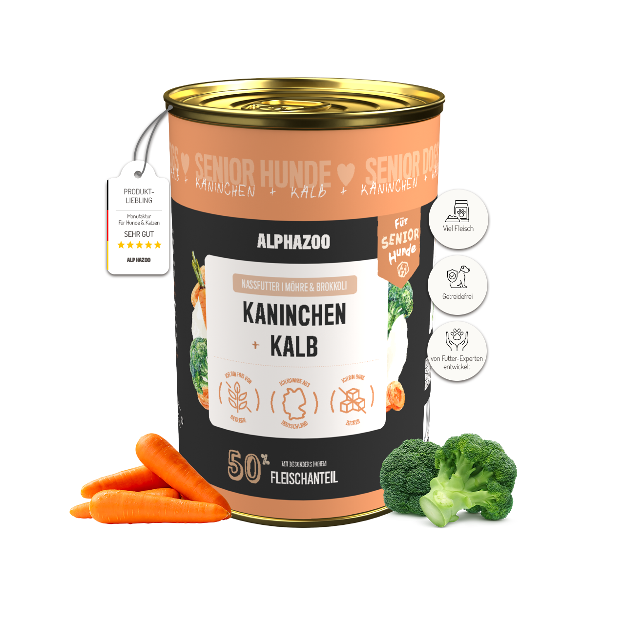 Kaninchen + Kalb Nassfutter für Senior Hunde – Ansicht 2