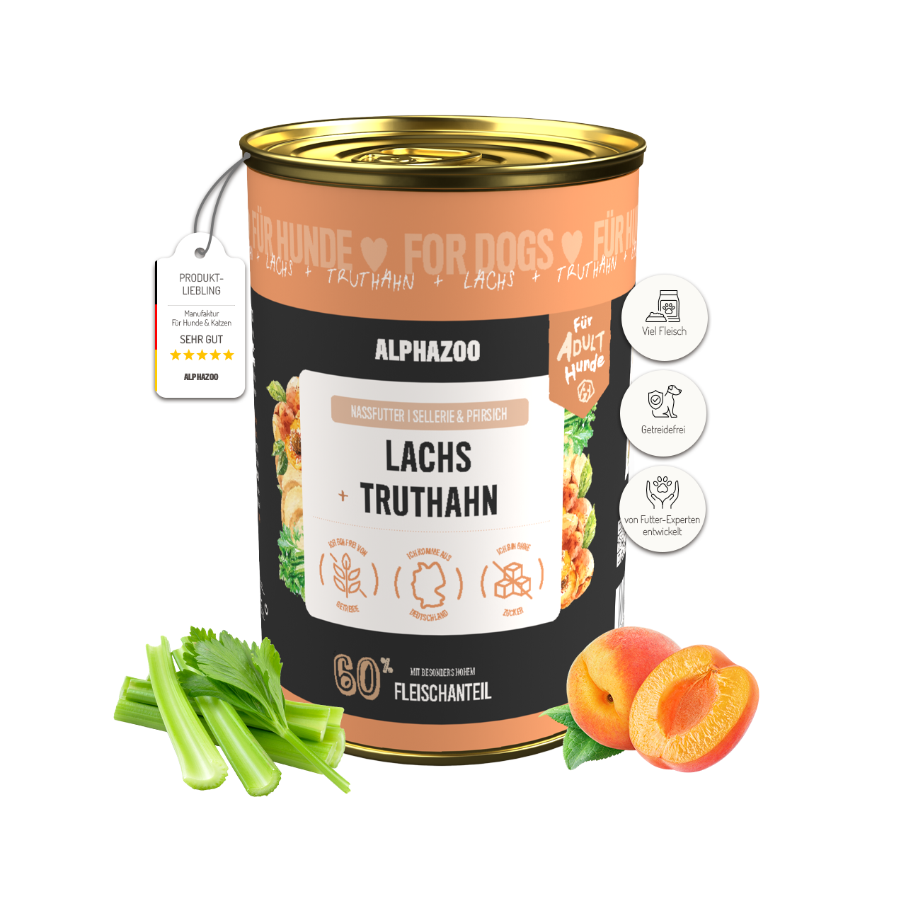 Lachs + Truthahn Nassfutter für Adult Hunde – Ansicht 2