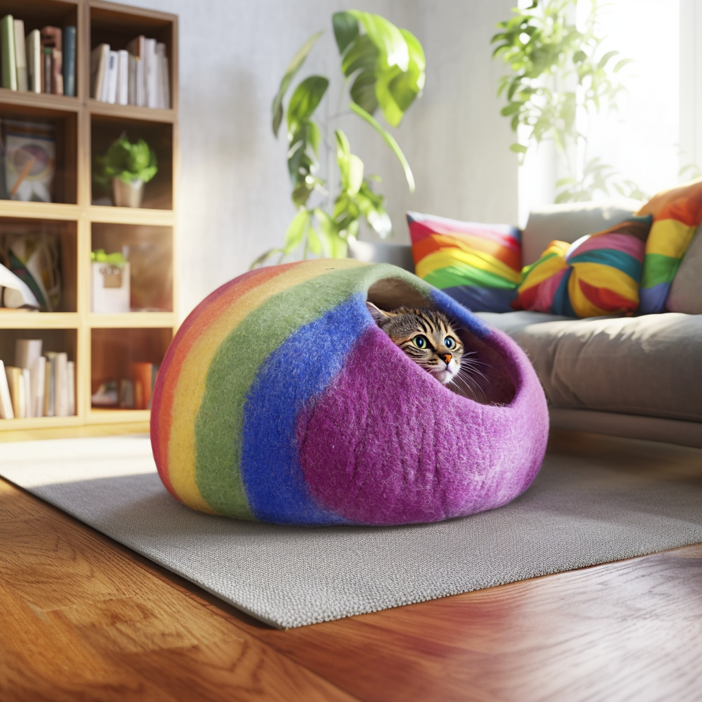 Handgemachte Wollgefilzte Katzenhöhle