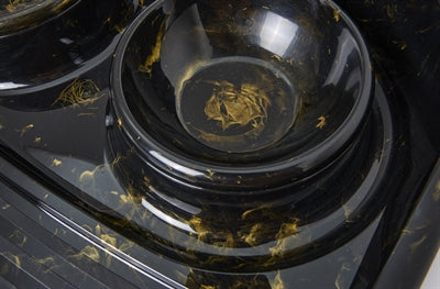 Savic Butler Futter- Und Trinkschale Mit Tablett Marmor Schwarz/Gold