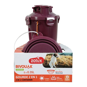 Zolux Bvk 2In1 Reiseset Flasche Mit Fress- Und Trinknapf Rot
