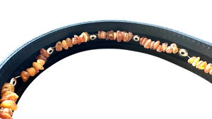 Hunde Lederhalsband mit integrierter Bernsteinkette – Ansicht 2