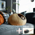 Handgemachte Wollgefilzte Katzenhöhle: Farbe Erdgelb-Braun